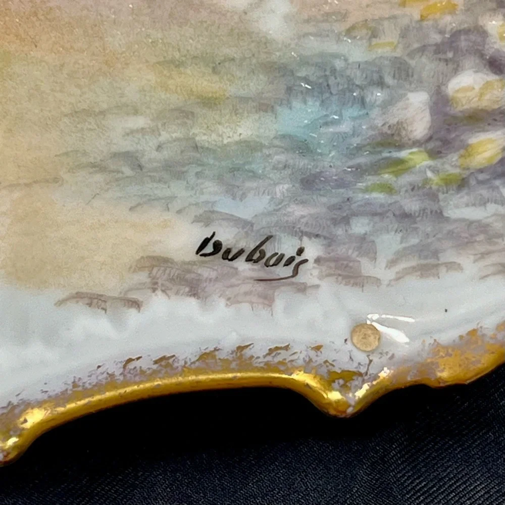 Antique B &‎ H Limoges France Gold Trimmed Fish Plate 8.5” - Signed By “Dubois”